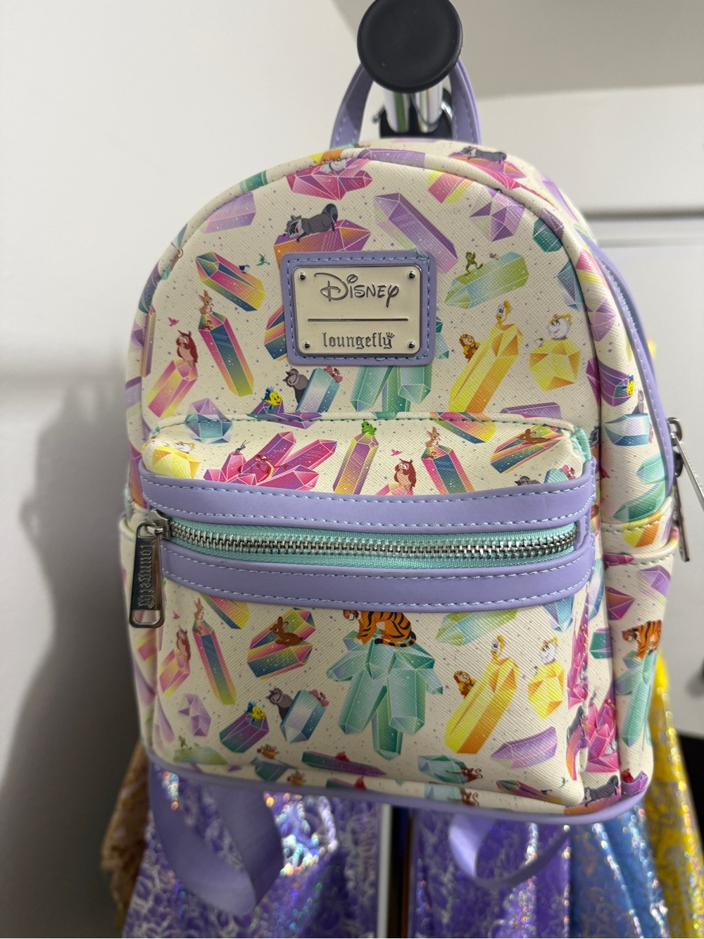 Loungefly Kids Mini Backpack with Pastel Crystal Print and Lavender Trim